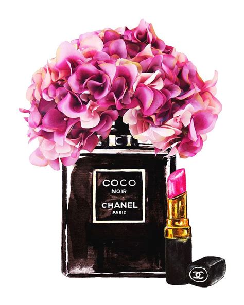 chanel bottle flowers print